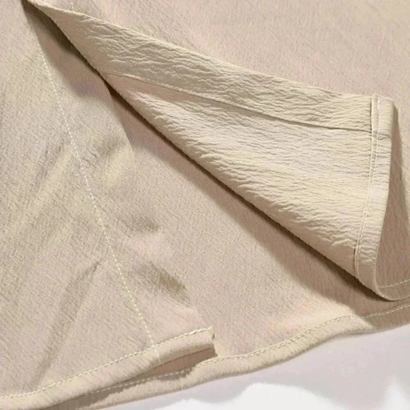 Khaki Preppy Mens Solid Button Up Shirt - Picture 5 of 5